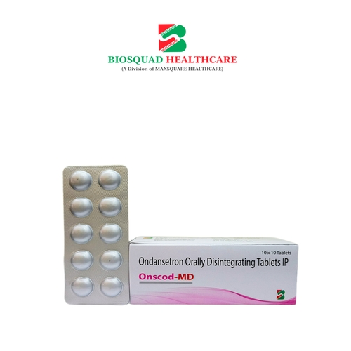 Product Name: ONSCOD MD, Compositions of Ondansetron Orally Disintegrating Tablets IP are Ondansetron Orally Disintegrating Tablets IP - Biosquad Healthcare