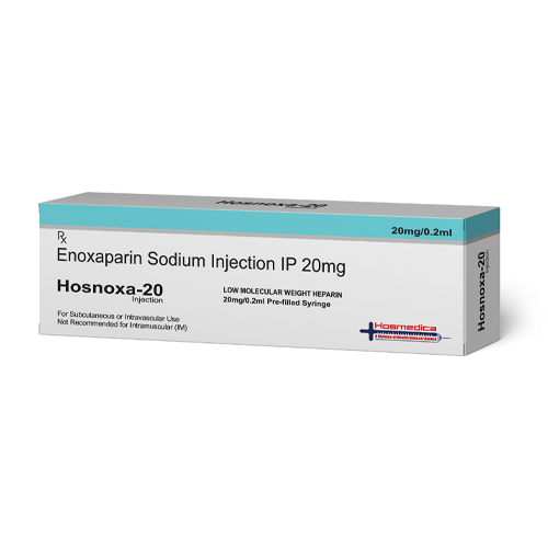 Product Name: HOSNOXA 20, Compositions of HOSNOXA 20 are Enoxaparin Sodium Injection IP 20mg - Health Biotech Limited