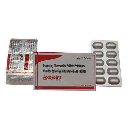 Product Name: AXOJOINT, Compositions of AXOJOINT are Diacerein, Glucosamine Sulfate Potassium Chloride & Methylsulfonylfonymethane Tablets - Access Life Science