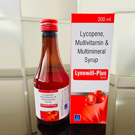 Product Name: Lynowill Plus, Compositions of Lycopene,Multivitamin & Multimineral Syrup are Lycopene,Multivitamin & Multimineral Syrup - Gainmed Biotech Private Limited