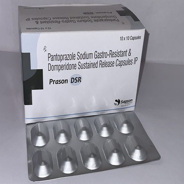 Product Name: Prason DRS, Compositions of Prason DRS are Pantoprazole Sodium Gastro-Resistant & Domperidone Sustained Release Capsules IP - Sapson Pharma