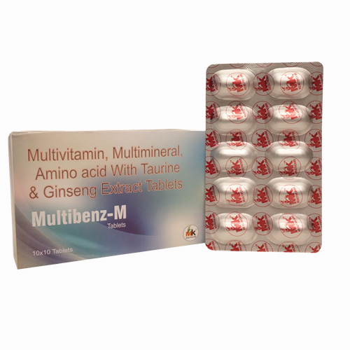 Product Name: Multibenz M, Compositions of Multivitamin, Multimineral Amino acid With Taurine & Ginseng Extract Tablets are Multivitamin, Multimineral Amino acid With Taurine & Ginseng Extract Tablets - MK Healthcare