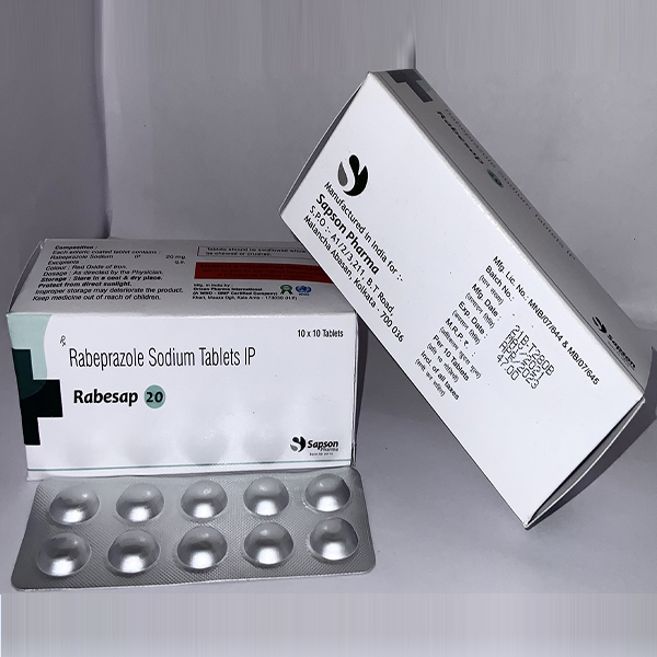 Product Name: Rabesap 20, Compositions of Rabesap 20 are Rabeprazole Sodium Tablets IP - Sapson Pharma