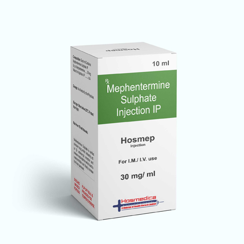 Product Name: HOSMEP, Compositions of HOSMEP are Mephentermine Sulphate Injection IP - Health Biotech Limited