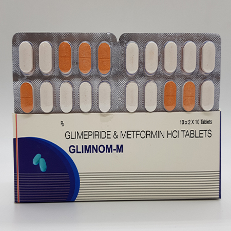 Product Name: Glimnom M, Compositions of Glimnom M are Glimepiride and Metformin Hydrochloride Tablets - Acinom Healthcare