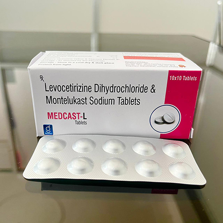 Product Name: Medcast L, Compositions of Medcast L are Levocetirizine Dihydrochloride & Montelukast Sodium Tablets - Gainmed Biotech Private Limited