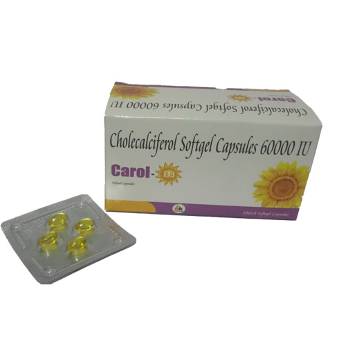 Product Name: Carol D3, Compositions of Cholecalciferol Softgel Capsules 60000 IU are Cholecalciferol Softgel Capsules 60000 IU - MK Healthcare