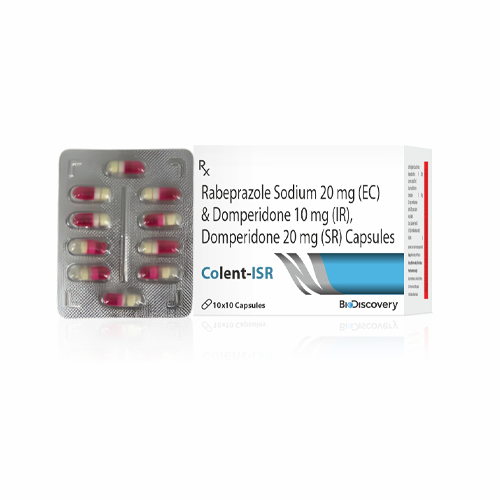 Product Name: Colent ISR, Compositions of Colent ISR are Rabeprazole Sodium 20 mg (EC) & Domperidone 10 mg (IR), Domperidone 20 mg (SR) Capsules - Biodiscovery Lifesciences Private Limited