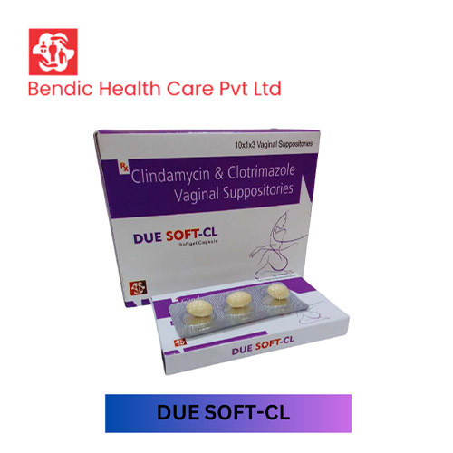 Product Name: DUE SOFT CL, Compositions of Clindamycin & Clotrimazole Vaginal Suppositories are Clindamycin & Clotrimazole Vaginal Suppositories - Bendic Healthcare Private Limited