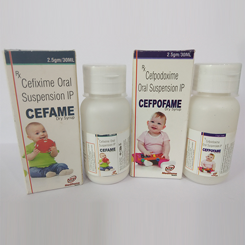 Product Name: Cefame, Compositions of Cefame are Cefixime Oral Suspension IP - Medifame Biotech