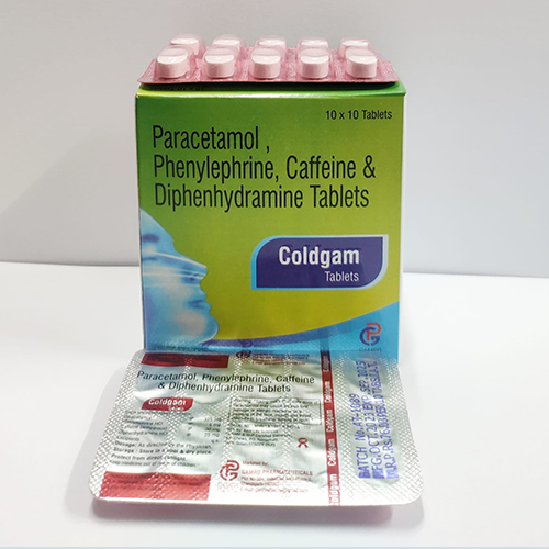 Product Name: Coldgam, Compositions of Coldgam are Paracetamol, Phenylephrine, Caffeine & Diphenhydramine Tablets  - Gamro Pharmaceuticals