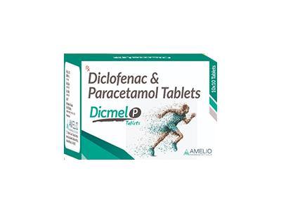 Product Name: Dicmel P, Compositions of Dicmel P are Diclofenac & Paracetamol Tablets  - Amelio Pharmaceuticals