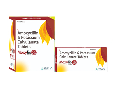 Product Name: Moxylio CV, Compositions of Moxylio CV are Amoxycillin & potassium Calvulanate Tablets - Amelio Pharmaceuticals