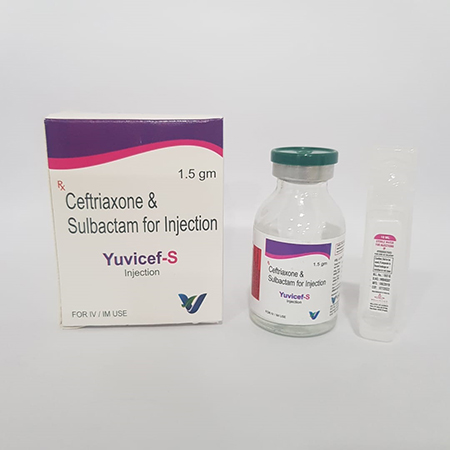 Product Name: YUVICEF S, Compositions of YUVICEF S are Ceftriaxone & Sulbactam For Injection - Vindcare Lifesciences