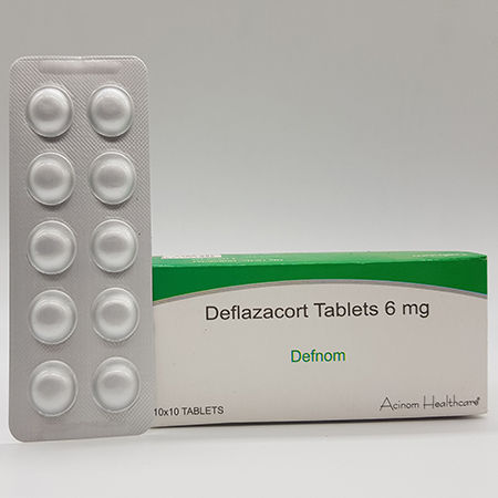 Product Name: Defnom, Compositions of Defnom are Deflazacort Tablets 6mg - Acinom Healthcare