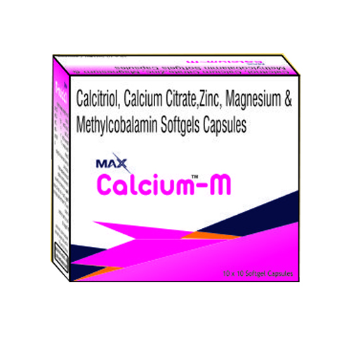 Product Name: Calcium M, Compositions of Calcium M are Calcitriol, Calcium Citrate, Zinc, Magnesium & Methylcobalamin Softgels Capsules - Epsilon Biotech