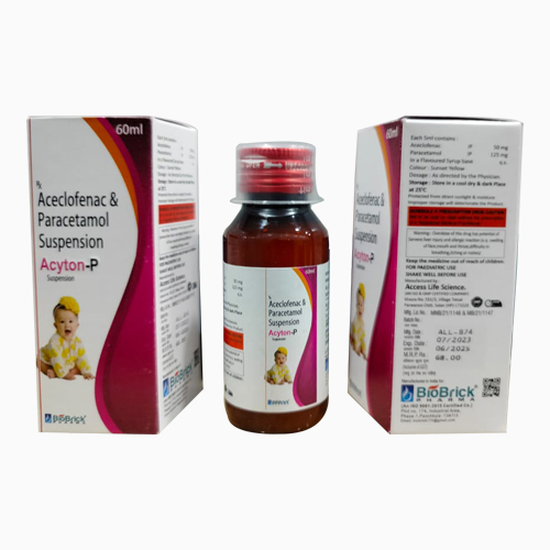 Product Name: ACYTON P, Compositions of ACYTON P are Aceclofenac & Paracetamol Suspension - Access Life Science