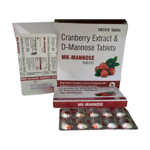 Product Name: MK MANNOSE TABLETS, Compositions of MK MANNOSE TABLETS are Cranberry Extract & D-Mannose Tablets - MK Healthcare