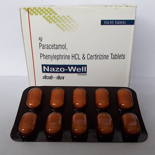 Product Name: Nazo Well , Compositions of Nazo Well  are Paracetamol, Phenylephrine HCL & Certirizine Tablets  - Orange Biotech Private Limited