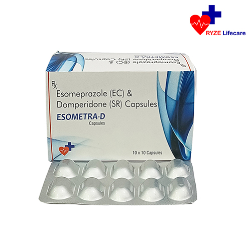 Product Name: ESOMETRA D, Compositions of Esomeprazole (EC) & Domperidone (SR) Capsules  are Esomeprazole (EC) & Domperidone (SR) Capsules  - Ryze Lifecare