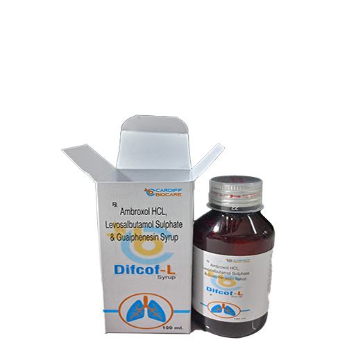 Product Name:  Difcof L, Compositions of  Difcof L are Ambroxol HCL, Levosalbutamol Sulphate & Guaiphenesin Syrup - Cardiff Biocare