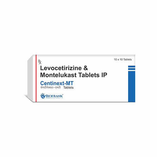Product Name: Centinext MT, Compositions of Centinext MT are Levocetirizine & Montelukast Tablets IP - Biofrank Pharmaceuticals India Private Limited