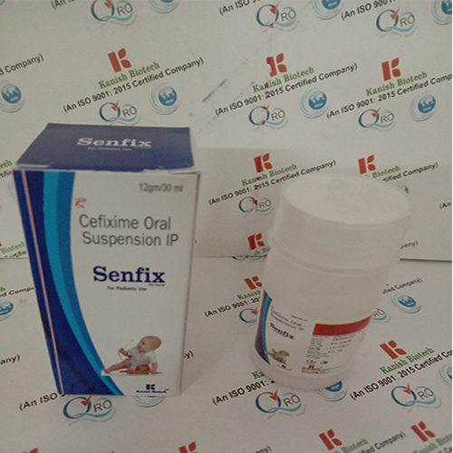 Product Name: Senfix, Compositions of Senfix are Cefixime Oral Suspension IP - Kanish Biotech