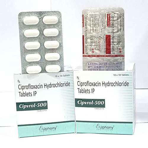 Product Name: Cipvrol 500, Compositions of Cipvrol 500 are Ciprofloxacin Hydrochloride Tablets IP - Euphony Healthcare