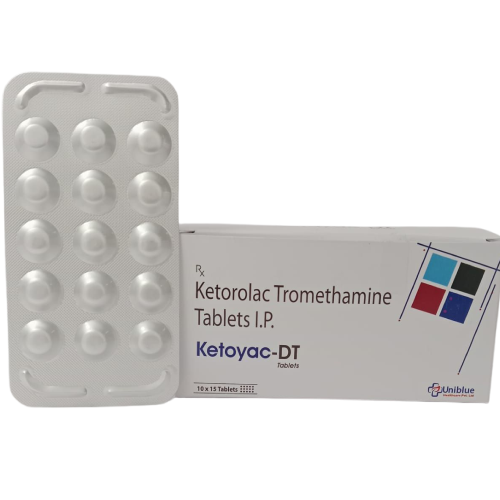 Product Name: Ketoyac DT, Compositions of Ketoyac DT are Ketorolac Tromethamine Tablets I.P. - Uniblue Healthcare Private Limited