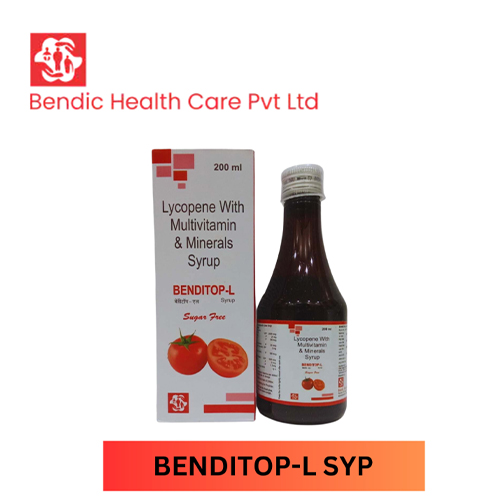 Product Name: BENDITOP L, Compositions of BENDITOP L are Lycopene With Multivitamin & Minerals Syrup - Bendic Healthcare Private Limited