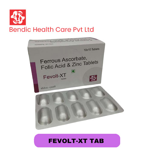 Product Name: FEVOLT XT, Compositions of Ferrous Ascorbate, Folic Acid & Zinc Tablets are Ferrous Ascorbate, Folic Acid & Zinc Tablets - Bendic Healthcare Private Limited