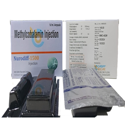 Product Name: Nurodiff 1500, Compositions of Nurodiff 1500 are Methylcobalamin Injection - Cardiff Biocare