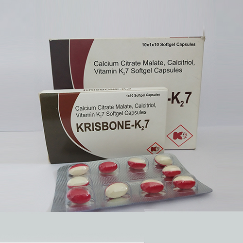 Product Name: Krisbone K27, Compositions of Krisbone K27 are Calcium Citrate Malate, Calcitriol, Vitamin, K27 Softgel Capsules - Medifame Biotech