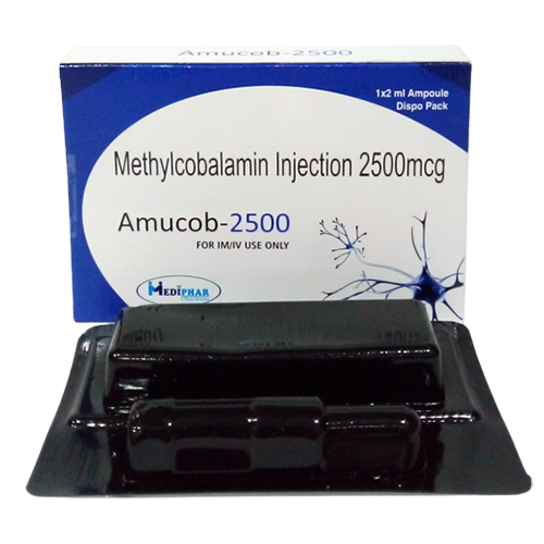 Product Name: Amucob 2500, Compositions of Amucob 2500 are Methylcobalmin  Injection 2500 mcg - Mediphar Lifesciences Private Limited