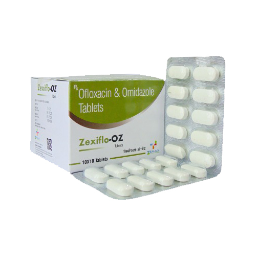 Product Name: Zexiflo OZ, Compositions of Zexiflo OZ are Ofloxacin & Ornidazole Tablets - Zemax Pharma