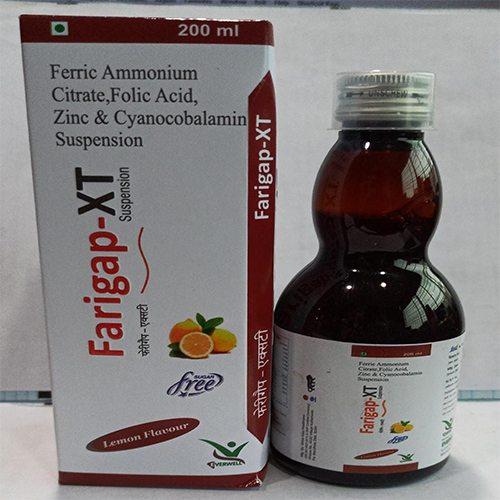 Product Name: Farigap XT Suspension , Compositions of Farigap XT Suspension  are Ferric Ammonium Citrate, Folic Acid, Zinc & Cyanocobalamin Suspension  - Orange Biotech Private Limited