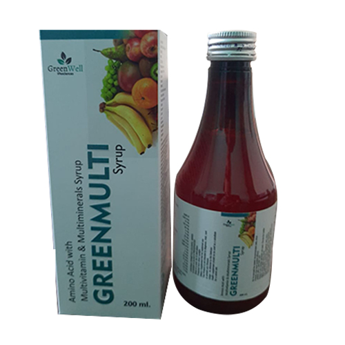 Product Name: Greenmulti, Compositions of Greenmulti are Amino Acid with Multivitamin & Multiminerals Syrup - Greenwell Lifesciences