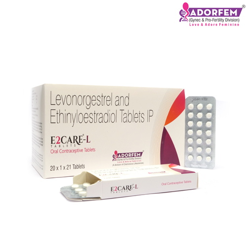 Product Name: E2CARE L, Compositions of E2CARE L are Levonorgestrel and Ethinyloestradiol Tablets IP  - Cheminnova Life Sciences