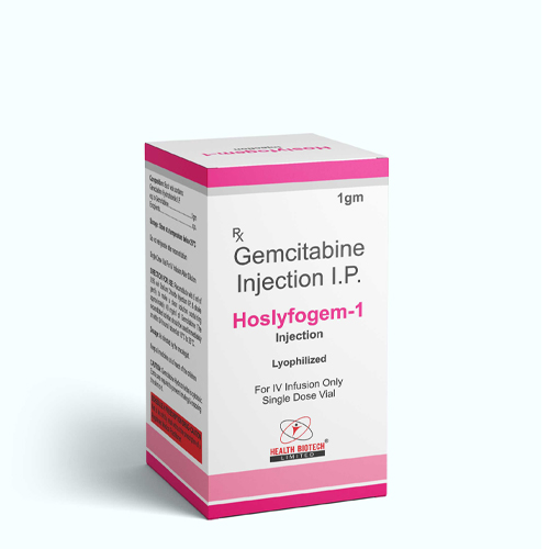 Product Name: HOSLYFOGEM 1, Compositions of HOSLYFOGEM 1 are Gemcitabine Injection I.P. - Health Biotech Limited