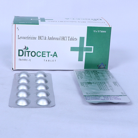 Product Name: Ditocet A, Compositions of Ditocet A are Levocetirizine HCL & Ambroxol HCL Tablets  - Asgard Labs Private Limited