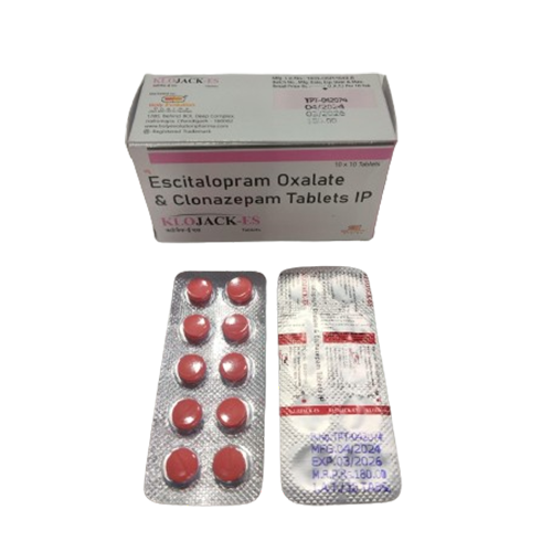 Product Name: klojack ES, Compositions of klojack ES are Escitalopram Oxalate & Clonazepam Tablets IP  - Holy Evolution Pharma