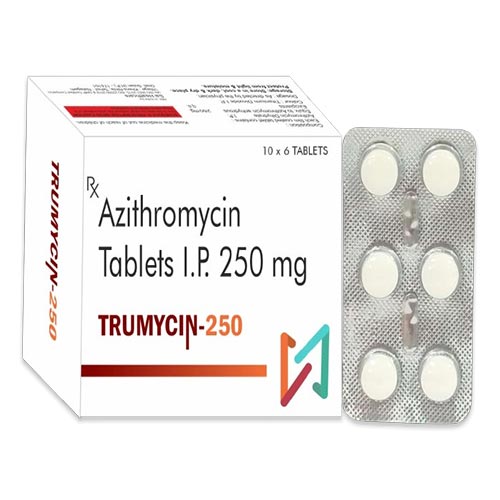 Product Name: TRUMYCIN 250, Compositions of TRUMYCIN 250 are Azithromycin Tablets IP 250 mg - Truepath Healthcare