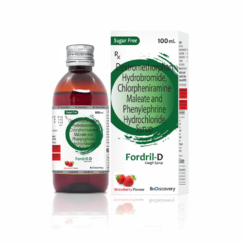 Product Name: Fordril D, Compositions of Fordril D are Dextromethorphan Hydrobromide Phenylephrine HCl.& Chlorpheniramine Maleate Syrup - Biodiscovery Lifesciences Private Limited