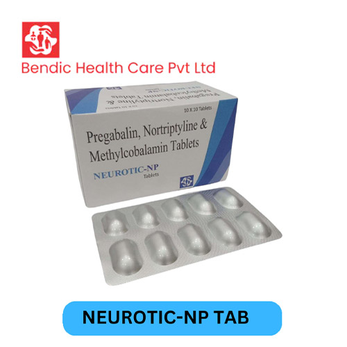 Product Name: NEUROTIC NP, Compositions of Pregabalin, Nortiphyline & Methycobalamin Tablets are Pregabalin, Nortiphyline & Methycobalamin Tablets - Bendic Healthcare Private Limited