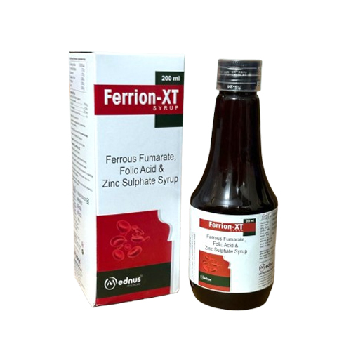 Product Name: Ferrion XT, Compositions of are Ferrous Fumarate, Folic Acid & Zinc Sulphate Syrup - Mednus Healthcare