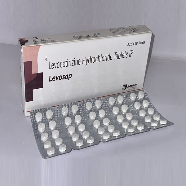 Product Name: Levosap, Compositions of Levosap are Levocentirizine Hydrochloride Tablets Ip - Sapson Pharma