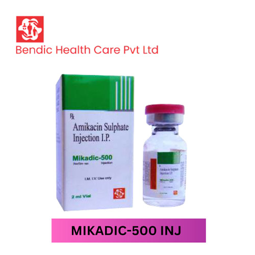 Product Name: MIKADIC 500, Compositions of MIKADIC 500 are Amikacin Sulphate Injection IP - Bendic Healthcare Private Limited