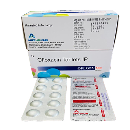 Product Name: OFLOZY 200, Compositions of Ofloxacin Tablets IP are Ofloxacin Tablets IP - Amzy Life Care