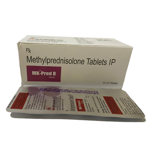 Product Name: MK Pred 8, Compositions of MK Pred 8 are Methylprednisolone Tablets IP - MK Healthcare