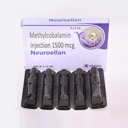 Product Name: Neuroellan, Compositions of Neuroellan are Methylcobalamin Injection 1500mcg - Ellanjey Lifesciences